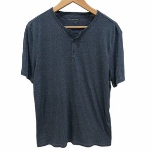 John Varvatos Star Collection Heather Blue Henley Button Neck size Medium